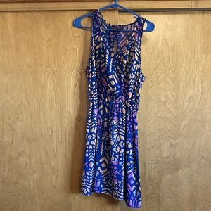 Rock & Roll Cowgirl Vibrant Blue and Pink Mini Dress